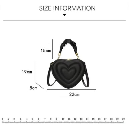 Summer 2024 Fashion Heart-Shaped Shoulder Bags for Women PU Leather Female Crossbody Bags Vintage Casual Hand Bags