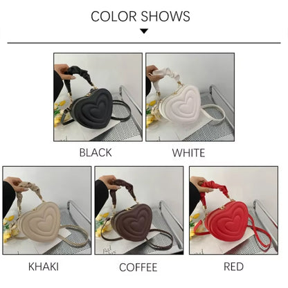 Summer 2024 Fashion Heart-Shaped Shoulder Bags for Women PU Leather Female Crossbody Bags Vintage Casual Hand Bags